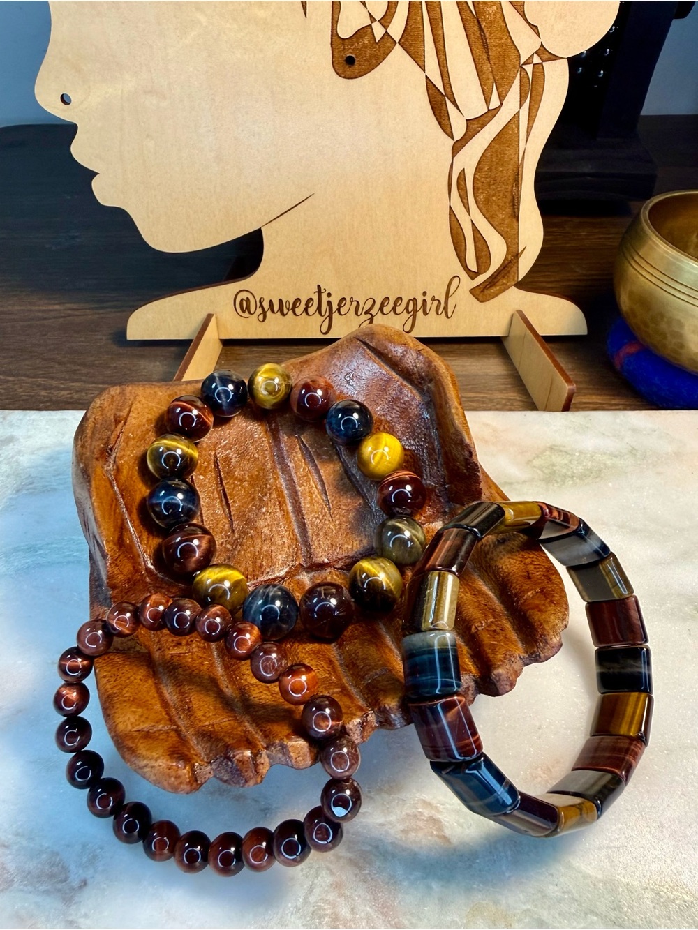 Multicolored & Red Tigers Eye Bracelet Stack